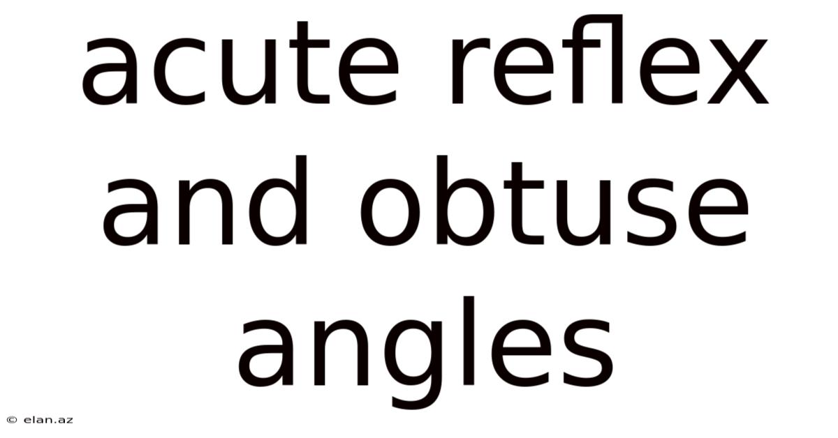 Acute Reflex And Obtuse Angles