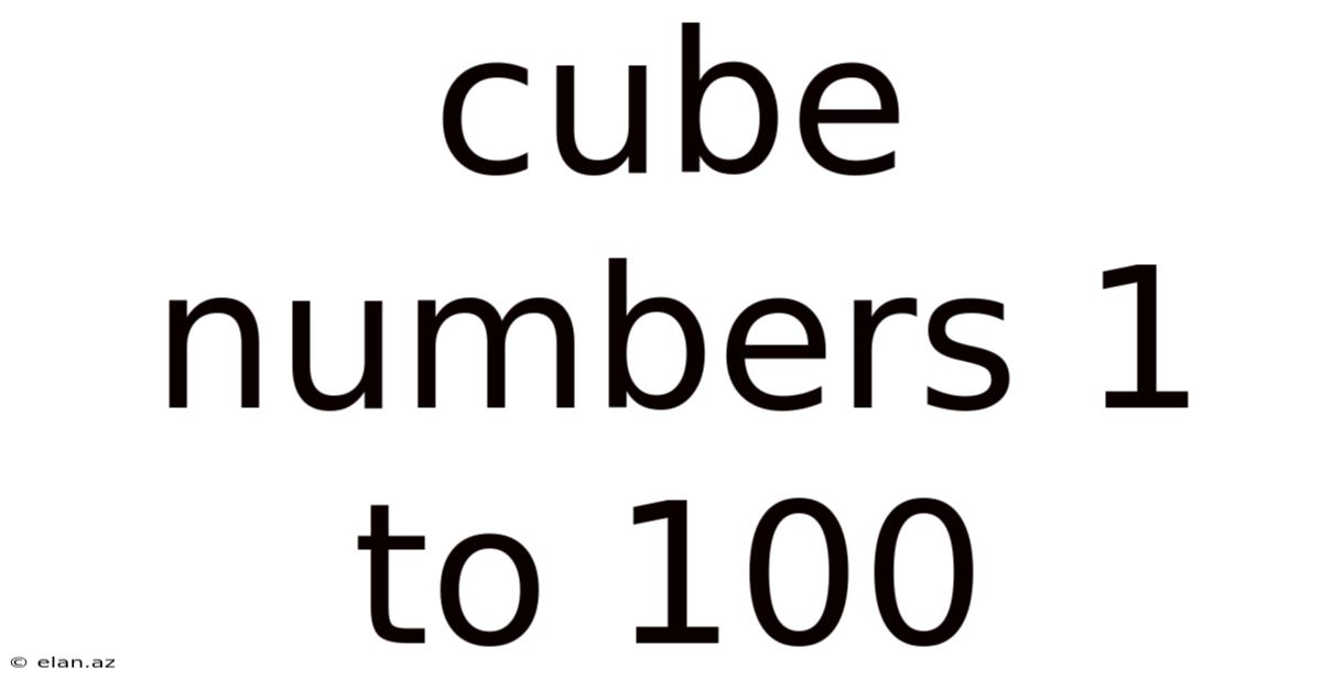 Cube Numbers 1 To 100