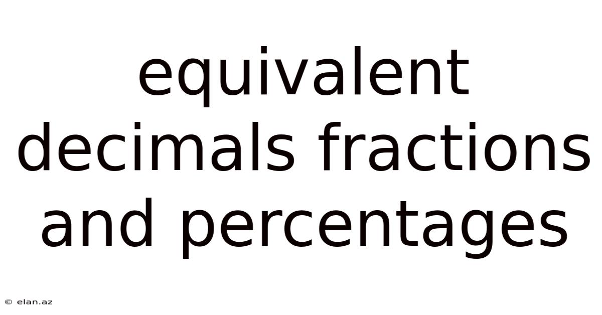 Equivalent Decimals Fractions And Percentages