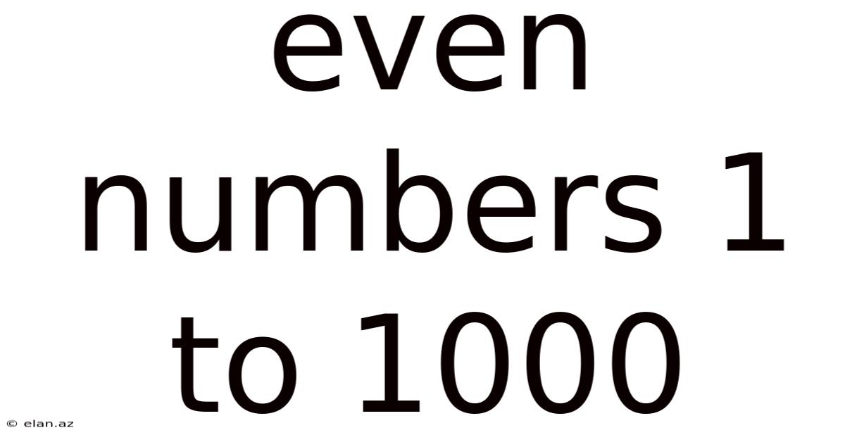 Even Numbers 1 To 1000