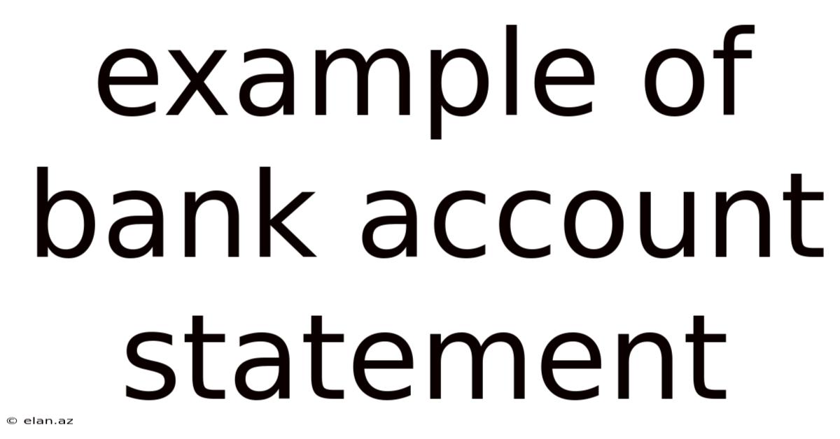 Example Of Bank Account Statement