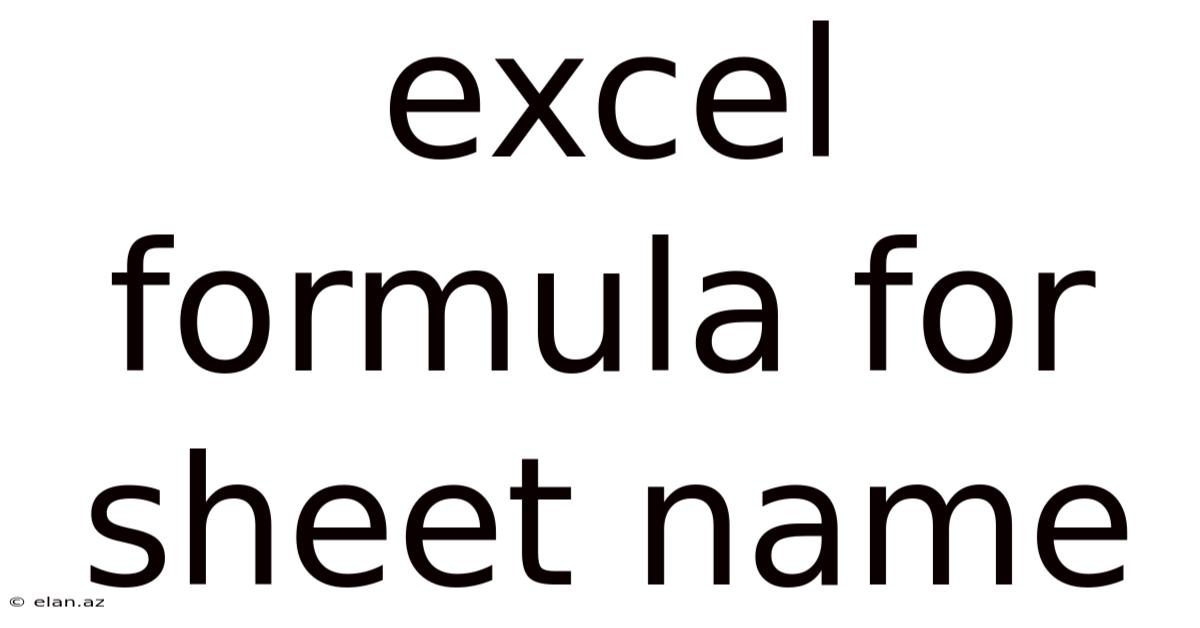 Excel Formula For Sheet Name