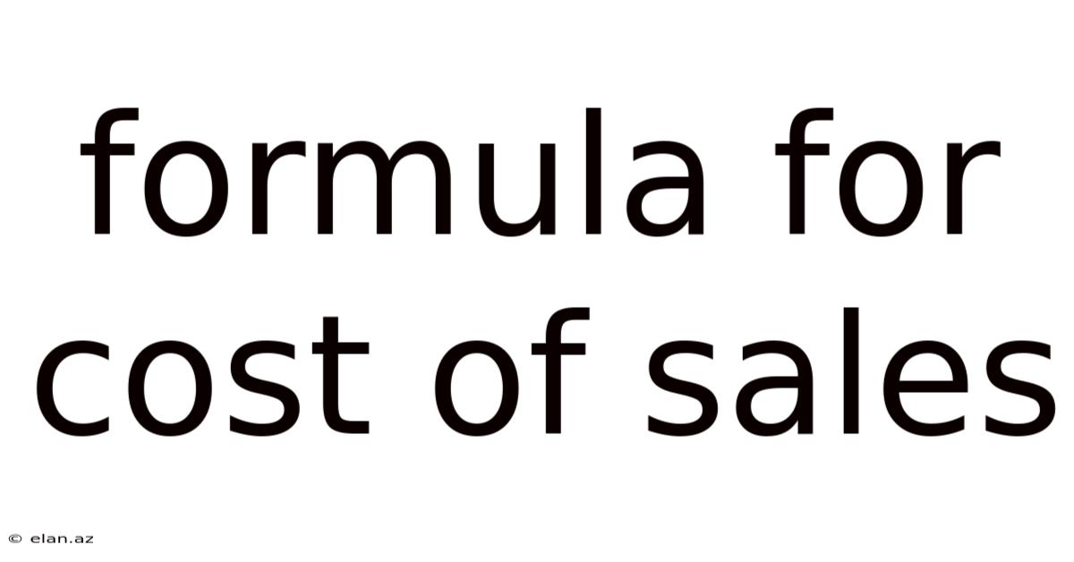 Formula For Cost Of Sales