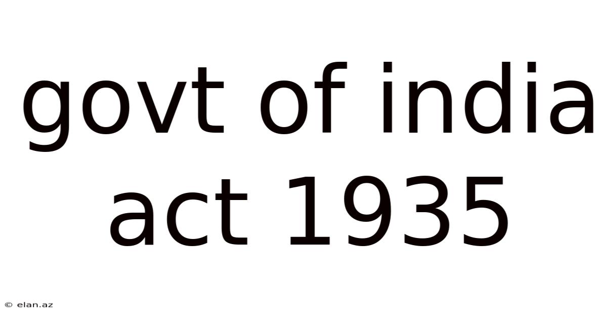 Govt Of India Act 1935
