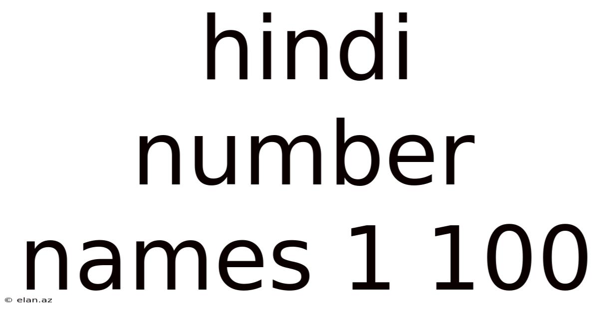Hindi Number Names 1 100
