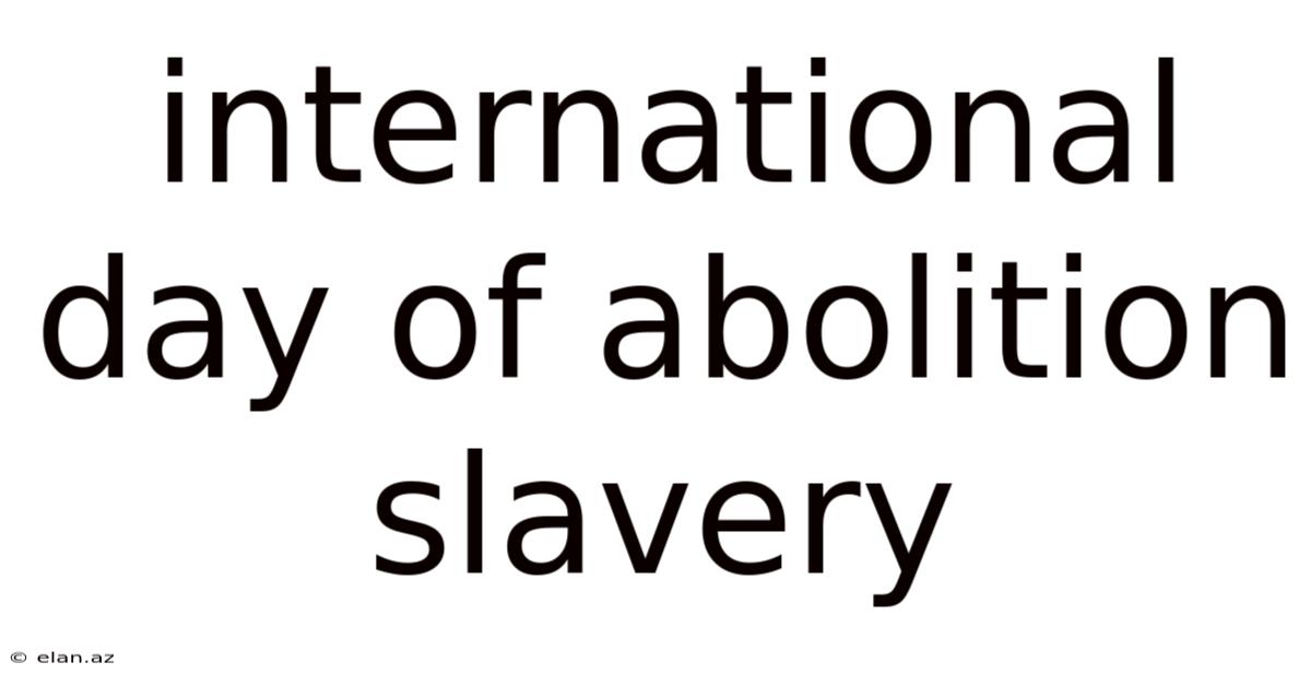 International Day Of Abolition Slavery