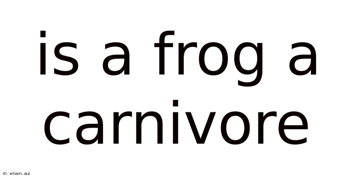 Is A Frog A Carnivore