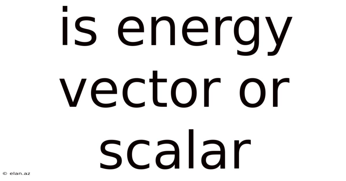 Is Energy Vector Or Scalar