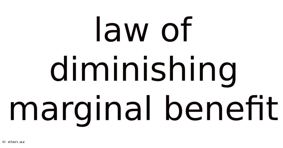 Law Of Diminishing Marginal Benefit