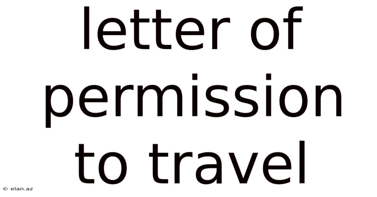 Letter Of Permission To Travel