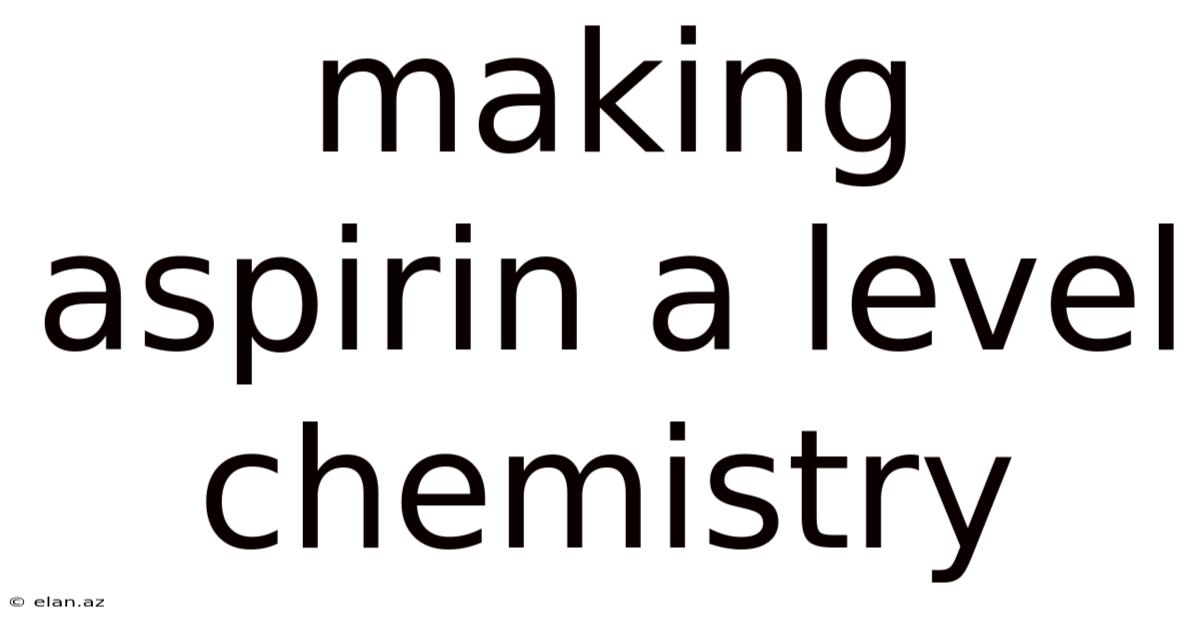 Making Aspirin A Level Chemistry