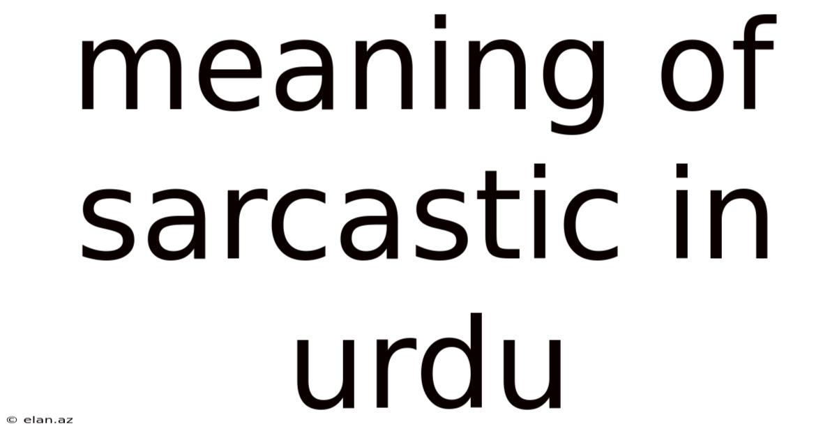 Meaning Of Sarcastic In Urdu