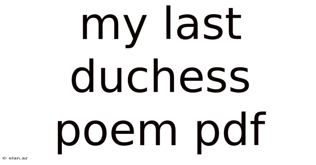 My Last Duchess Poem Pdf