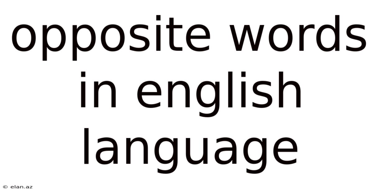 Opposite Words In English Language