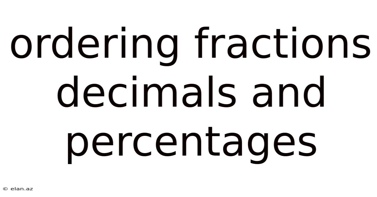 Ordering Fractions Decimals And Percentages