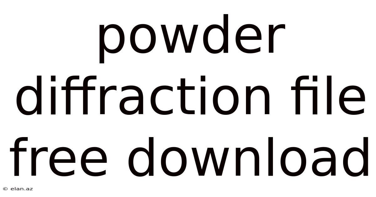 Powder Diffraction File Free Download