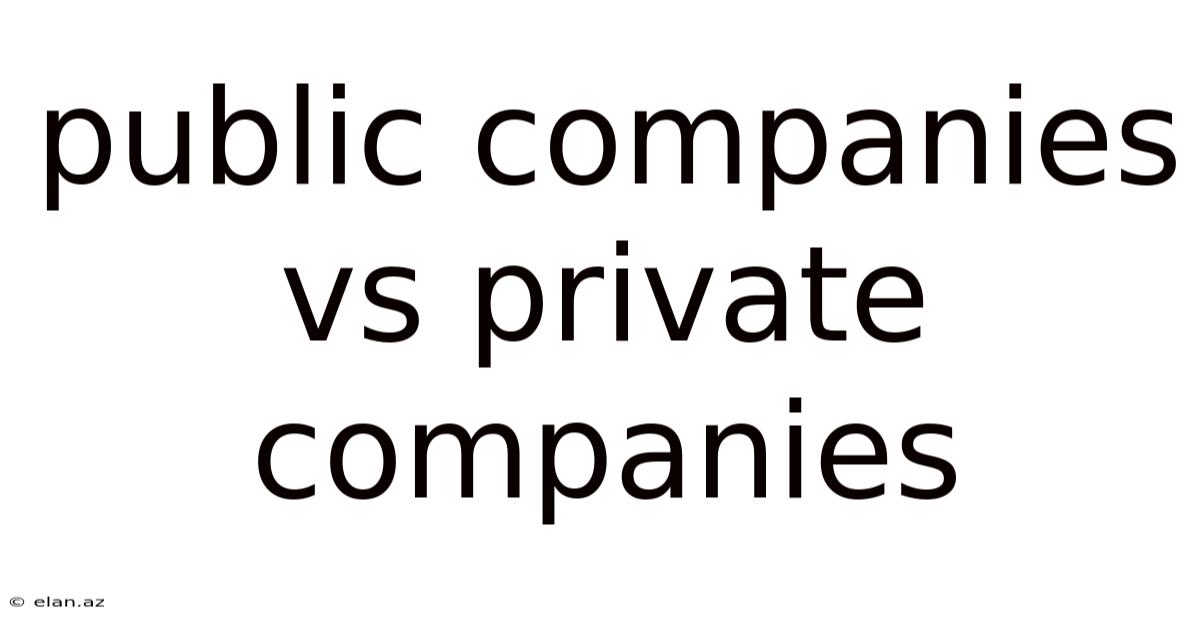 Public Companies Vs Private Companies