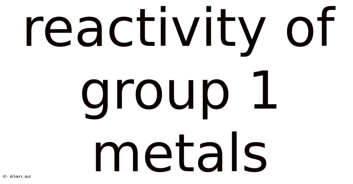 Reactivity Of Group 1 Metals