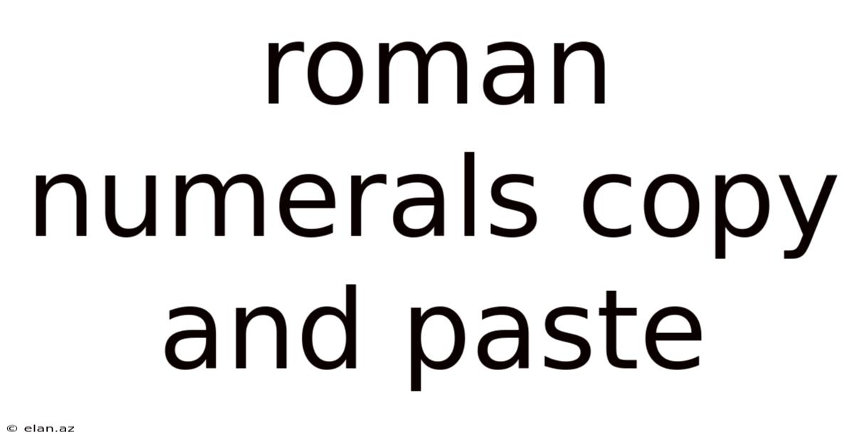 Roman Numerals Copy And Paste