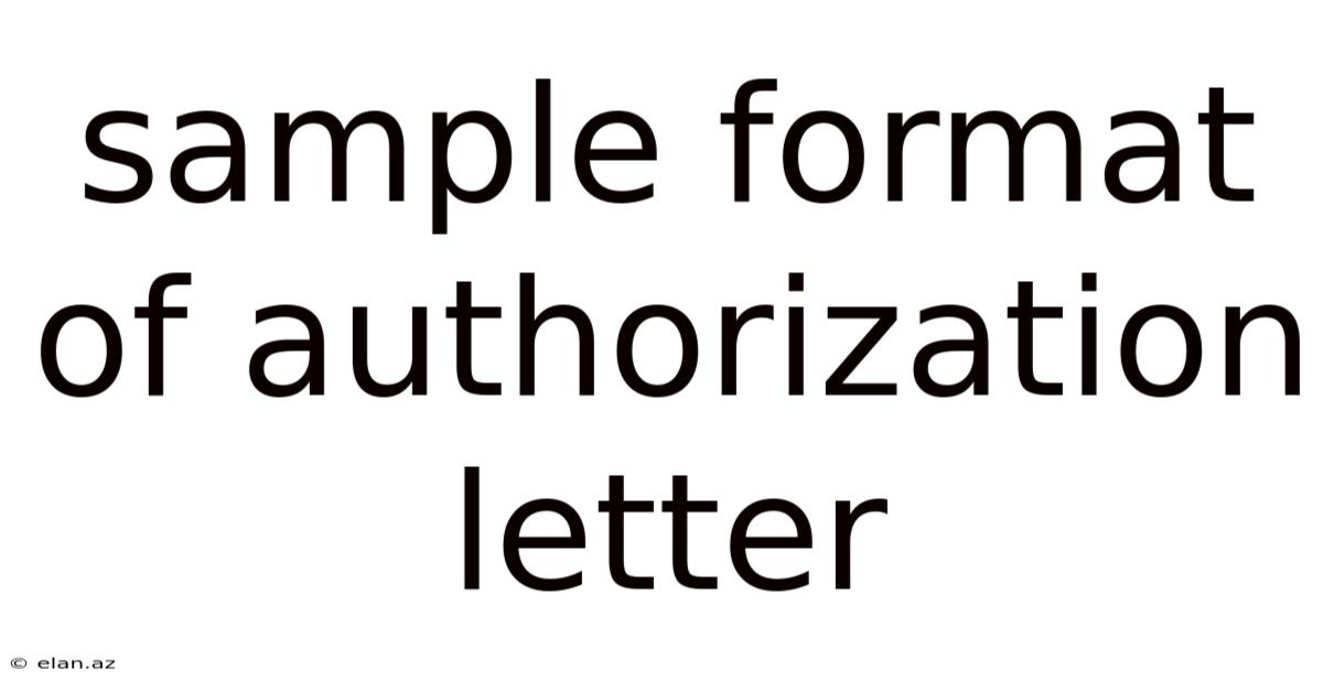 Sample Format Of Authorization Letter