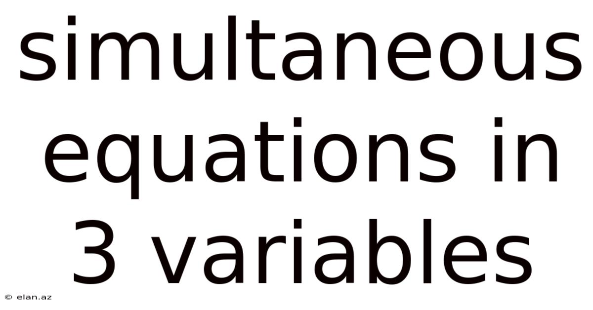 Simultaneous Equations In 3 Variables