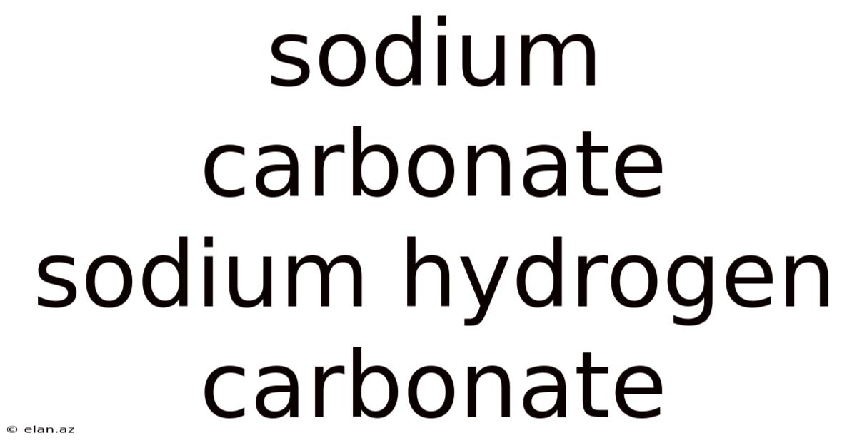 Sodium Carbonate Sodium Hydrogen Carbonate