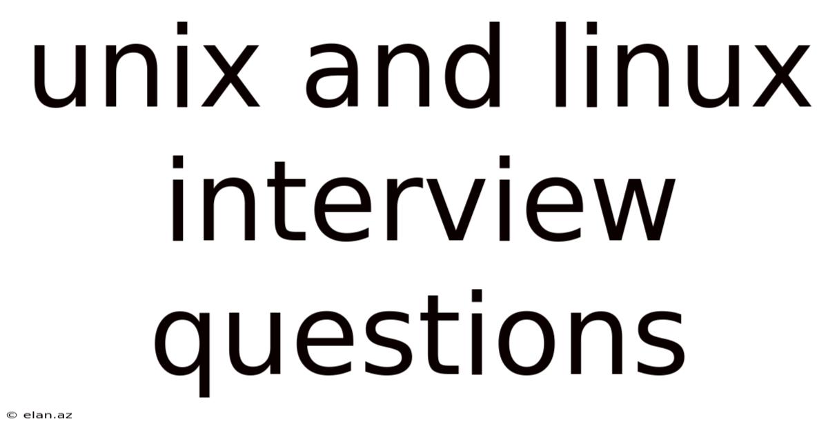 Unix And Linux Interview Questions