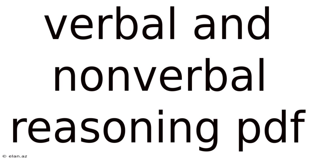 Verbal And Nonverbal Reasoning Pdf