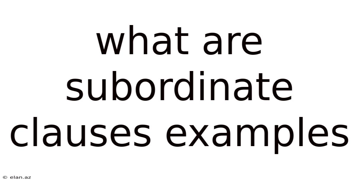 What Are Subordinate Clauses Examples