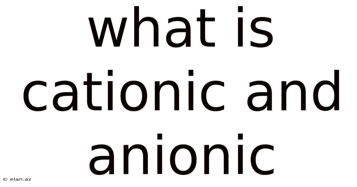 What Is Cationic And Anionic