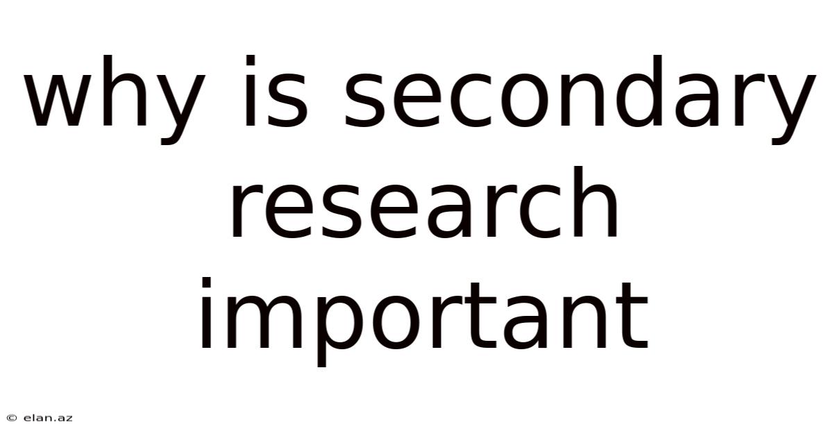 Why Is Secondary Research Important