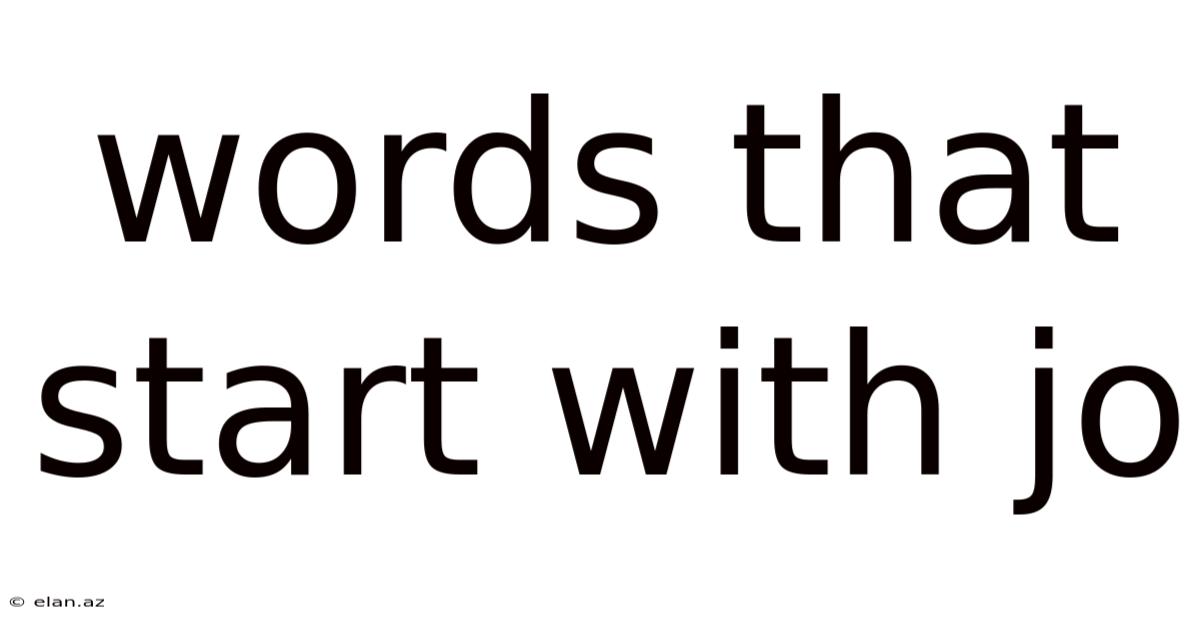 Words That Start With Jo
