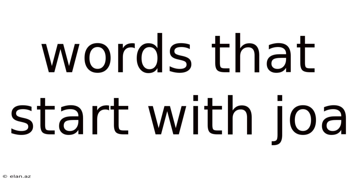 Words That Start With Joa