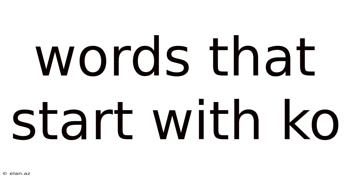 Words That Start With Ko