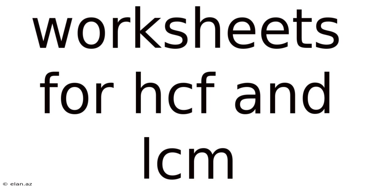 Worksheets For Hcf And Lcm