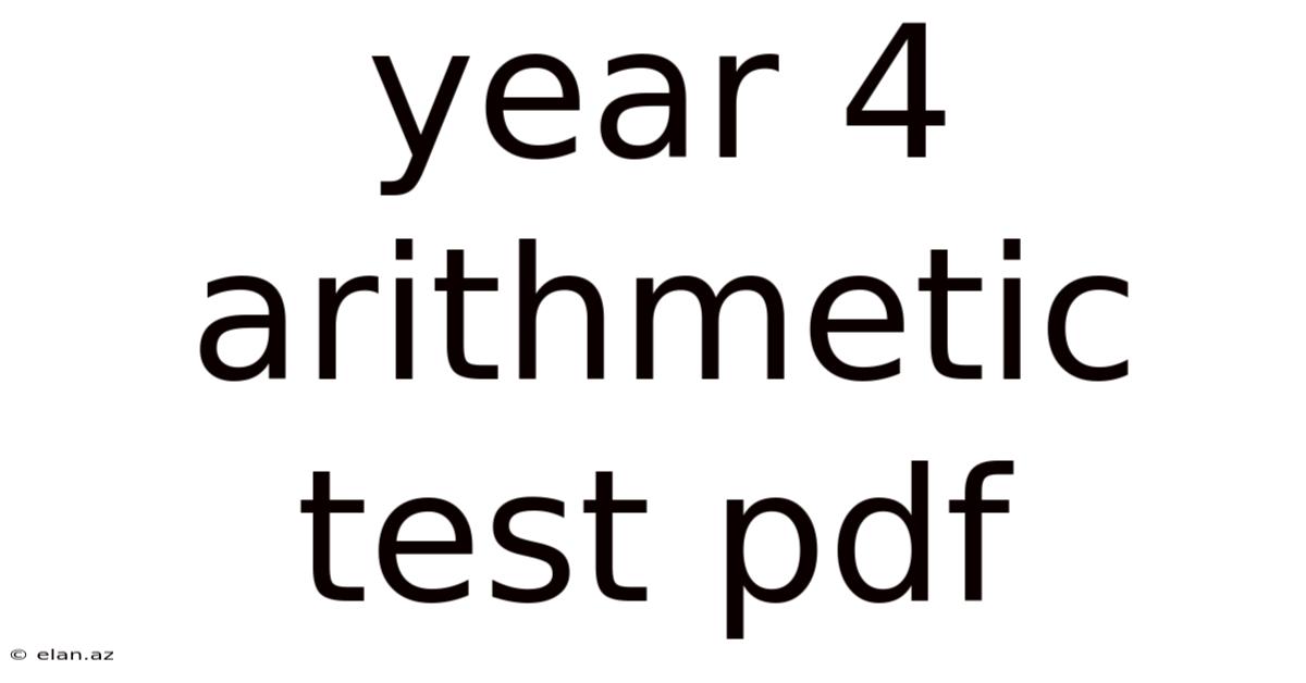 Year 4 Arithmetic Test Pdf